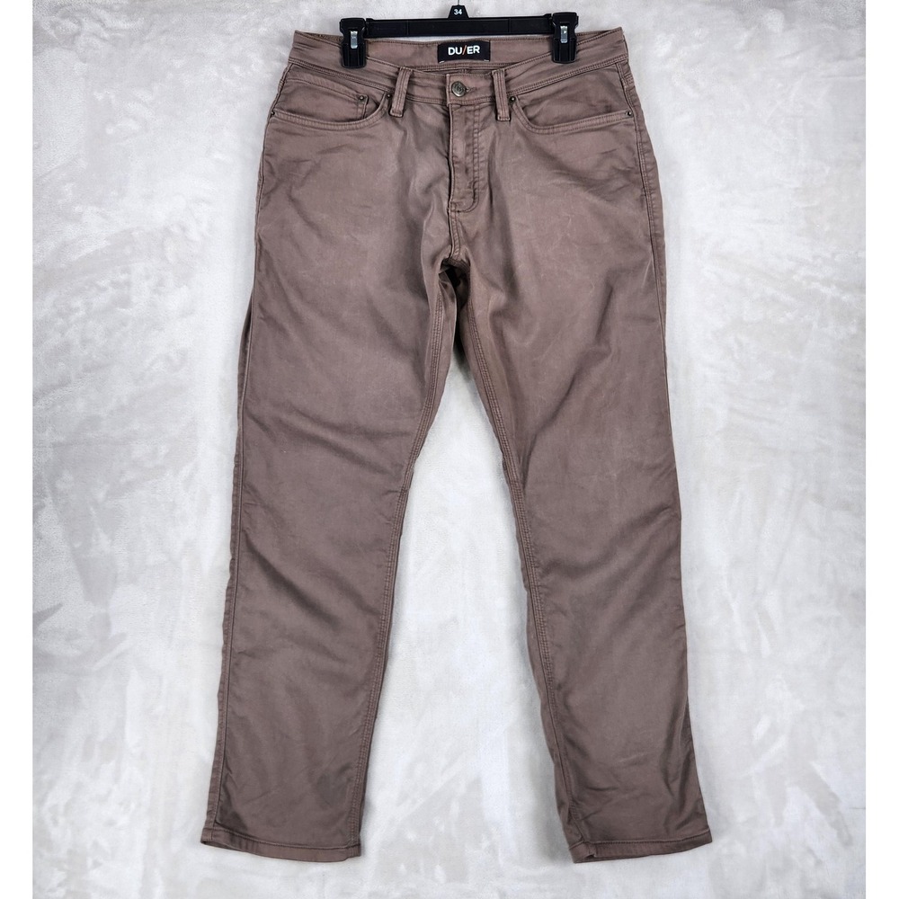 DU/ER Jeans Mens 33x30 Brown N2X Relaxed Taper Stretch Denim 5 Pocket Pants